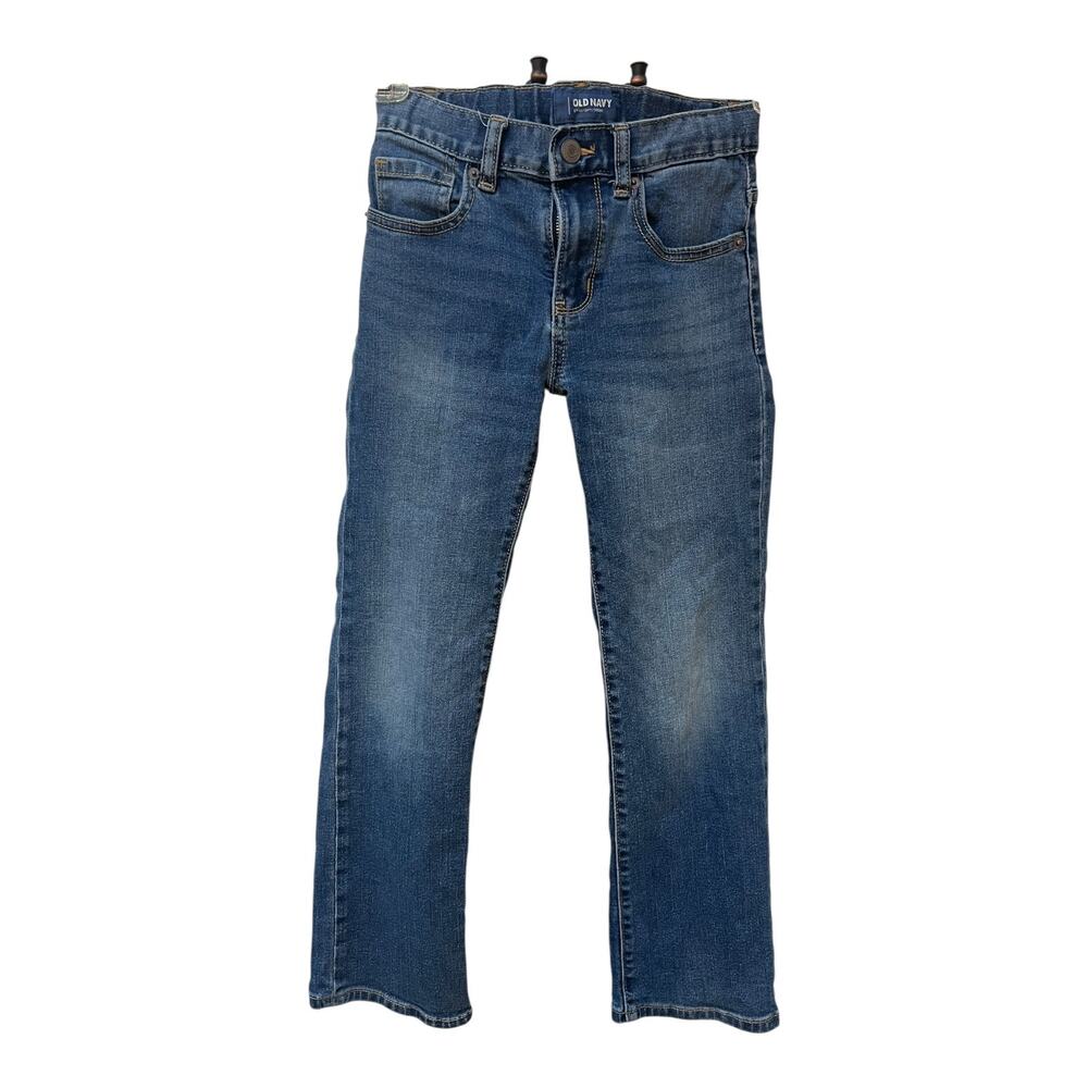 OLD NAVY Boys Flex Straight Leg Jeans Size 8R Medium Wash Adjustable Waistband